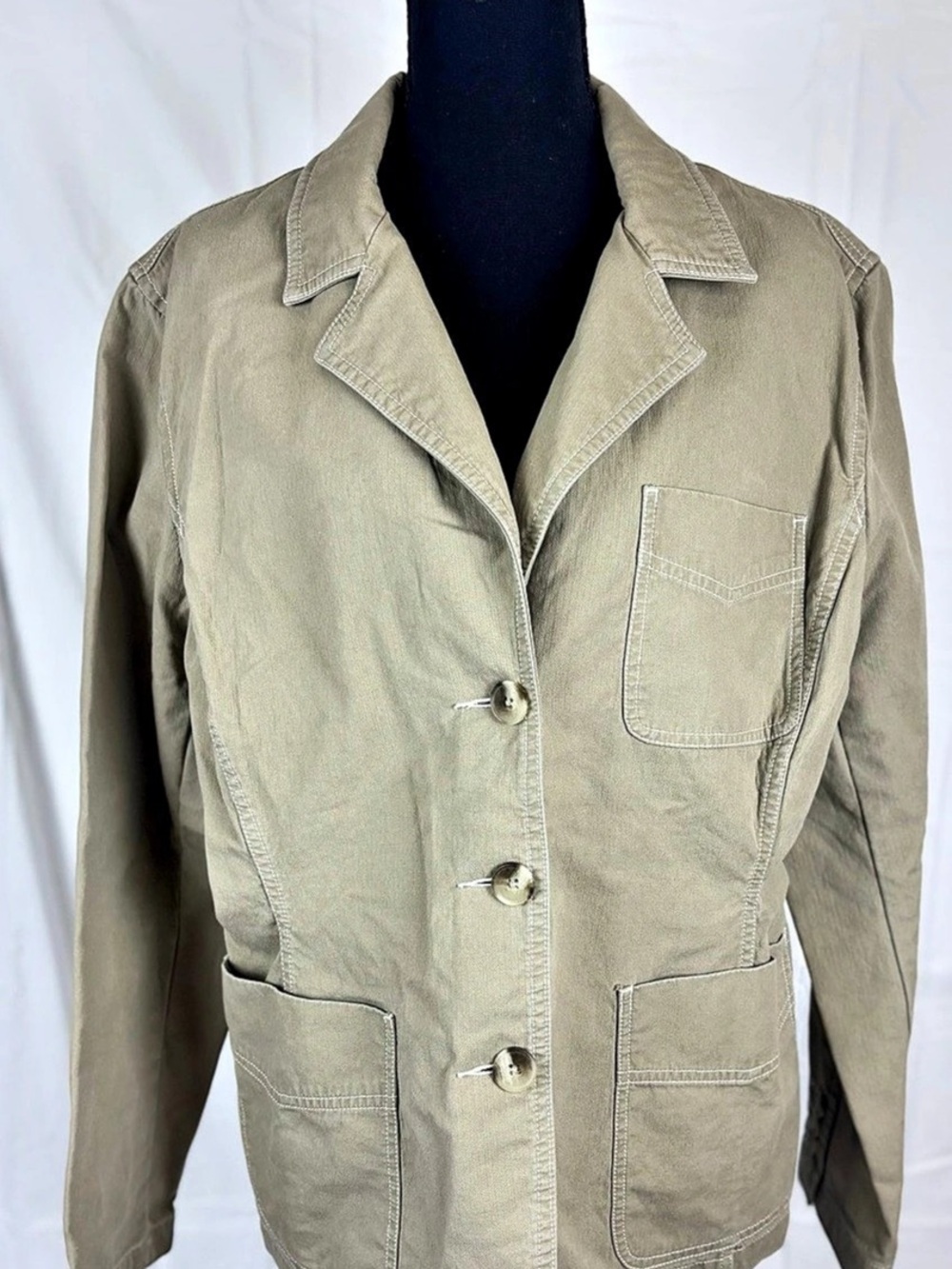 Isaac Mizrahi Cotton Utility Jacket in tan XXL Like New